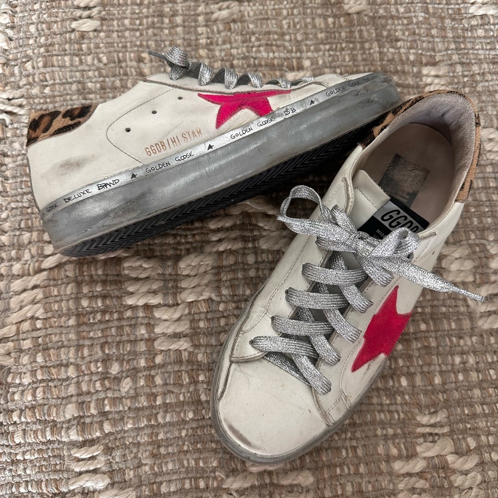 ✨SOLD✨Golden Goose Hi Star in Leopard and Pink
